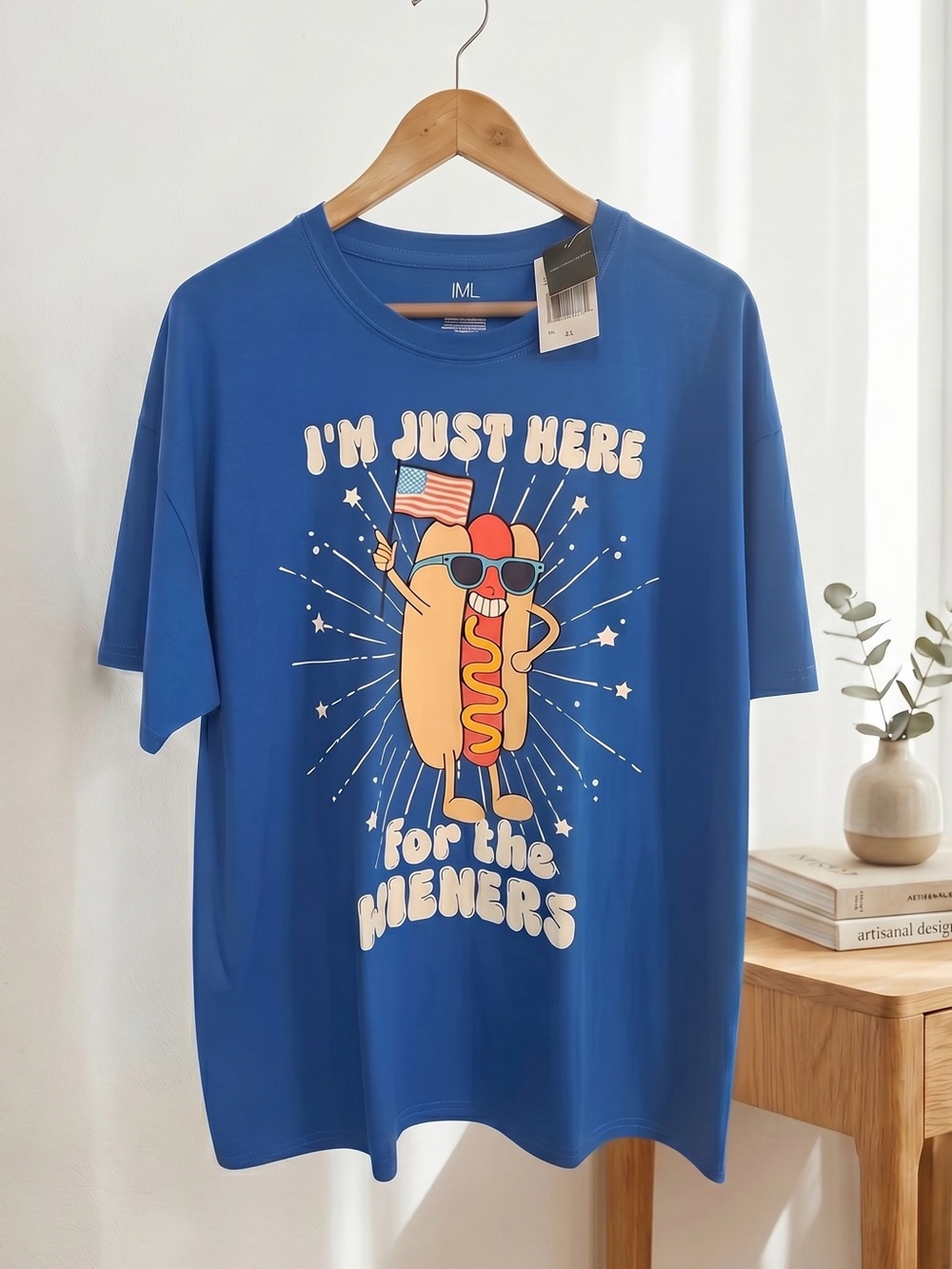 IML Blue Graphic Tee "I'm Just Here for the Wieners"